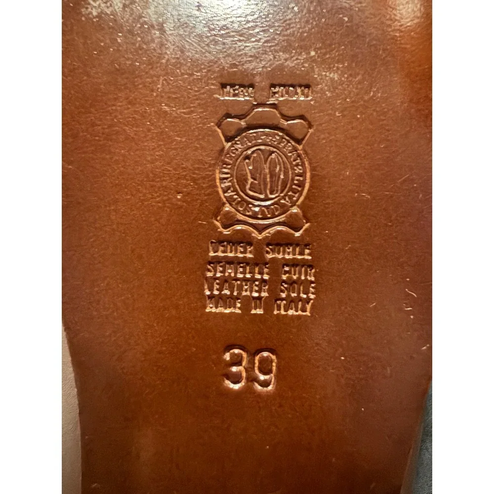 Vero Cuoio Italian Brown Leather Over The Knee Flat Boots Sz 39 Made In Italy